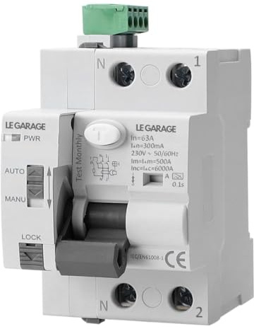 Diferencial Auto Rearmable 2P 63A 300mA Tipo A - RCCB Superinmunizado | 3 intentos de rearme automático, previene incendios por fugas, reduce disparos intempestivos