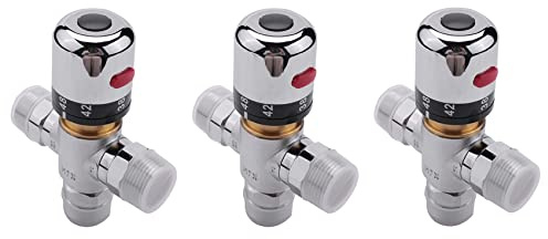 GREOHNMPAW 3X 3 Wege Thermostat Mischventil Aus Massivem Kupfer, 3/4 Solar Warm Wasser Bereiter