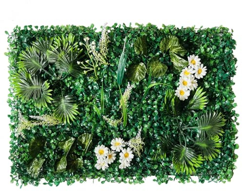 Szfanyangxuan Künstliche Hecke Sichtschutz für Garten - 4er Set mit Bindedraht als dekorative Pflanzenwand für Terrasse, Balkon und Hochzeitsdekoration