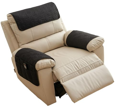 XDKS Anti-Schlupf-Sofa-Aufbewahrungsbeutel, Armlehnenbezüge, Armlehnenschoner für Sessel mit Tasche, Geeignet für die Lagerung Handy, Buch, Zeitschriften (Schwarz,1-Sitzer)