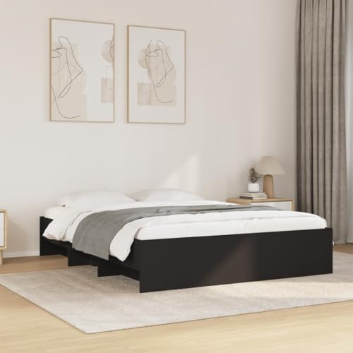 AJJHUUKI Bettgestell ohne Matratze, schwarz, 150 x 200 cm, Kingsize, Holz-Möbel, Betten & Zubehör, Betten und Bettrahmen