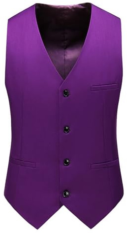 Celanisai Gilet de costume pour homme avec poches, coupe ajustée, sans manches, col en V, coupe ajustée, pour mariage, fête, bal de fin d'année, smoking, O violet, M