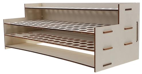 FONDOTIN Organizer in Legno per Pennelli e Penne, 75 Fori da Tavolo | Beige, Assemblaggio Semplice, per Studio e Home Office, Capacità Ampia per Accessori Artistici