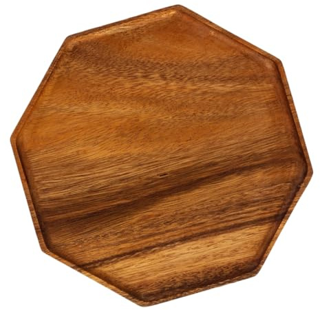 Toyvian Plateau de Service en Bois Grand Format Assiette de Service Champêtre Octogonale Plateau à Collations Polyvalent pour Maison Café et Restaurant Finition Lisse sans Bavures