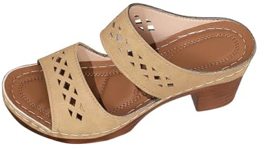 Generico Scarpe con Tacco Donna Sandali Tacco Basso Largo Pantofole da Donna Estive Nuove con Fondo Spesso Retrò A Spillo Per Libero Cento Pantofole Ortopediche Sandali (White,37)