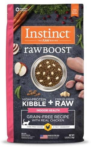Instinct Raw Boost Indoor Health, Natural Dry Cat Food with Freeze Dried Pieces, Grain Free Recipe - Real Chicken, 5 lb. Bag