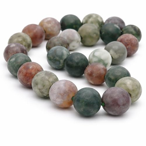 Perlin Achat Perlen 10 mm Matt Grün Rund Edelsteinperlen Naturstein Schmuckperlen für Armband Kette Basteln 24 Stück