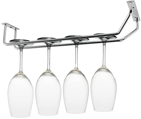 Ddfly Wine Glass Rack Stemware Rack Stainless Steel Wine Glass Holder Under Cabinet Wine Glass Rack Glass Hanger - 1 Pack (27cm/10inch)
