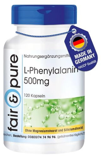 Fair & Pure® - L-Fenilalanina 500mg - Aminoacido essenziale - Vegan - 120 Capsule