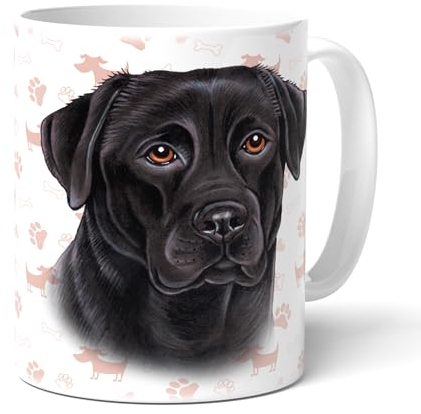 LABRADOR negro taza de café. Divertida taza con frase y motivo de perro. Café perfecto en una gran taza. Bonito regalo para todos los amantes de los perros.