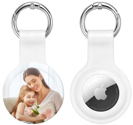 Personalisierte Airtags Schlüsselanhänger mit Foto Silikon Stoßfest Weich Schwarz GPS Bild Bedrucken für Hund Katze Geschenk Freund Frauen Mann Geburtstag Weihnachten Valentinstag