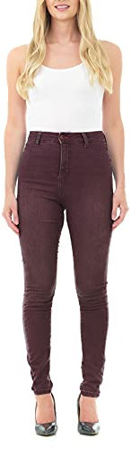 M17 Kvinnor damer High Waist-jeans Skinny Fit casual bomullsbyxor byxor med fickor, Bär, 34 SE