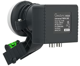 GeoSync TWIN LNB for Satellite Dish SKY HD TV Freesat HD Satellite Receiver Feed Horn Design Spirit Level Bracket