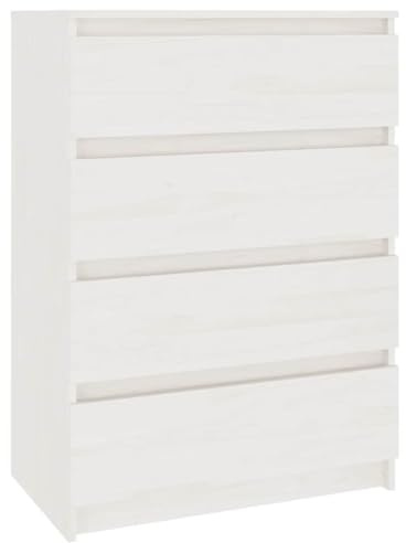 vidaXL Bois de Pin Massif Armoire d'Appoint Commode Armoire de Rangement Meuble de Rangement Chambre à Coucher Intérieur Blanc 60x36x84 cm