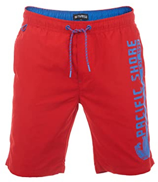 riverso RIVJannik herrbadshorts med normal passform elastisk midja svart blå röd grön orange S M L XL XXL 3XL 4XL 5XL, Körsbärsröd (55300), XXL