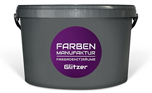 Farben Manufaktur Fassadenfarbe mit Glitzer Hausfarbe Sockelfarbe Silikonharzfarbe Glitzerfarbe 1,2,5L, Farbe: 7038 Achatgrau, Größe: 5L