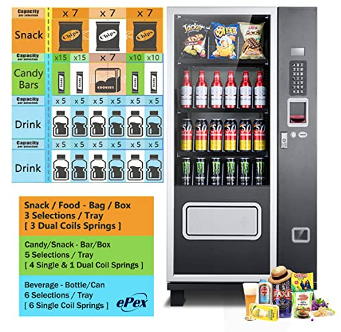 EPEX Snack Beverage Combo Vending Machine with LED Glass Front