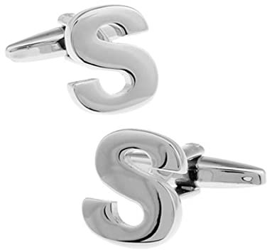 Wycian Manschettenknöpfe Herren Initialien, Silver Cufflinks for Men Briefe Kupfer 1.2X1.2CM für Männer Vater Freund Tuxedo Shirt