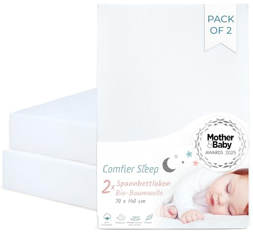 Drap Housse 70x140 Bebe 100% Coton Naturel - Lot de 2 Blanc Draps Lit Bébé Ultra Doux et Respirants en Tissu Biologique