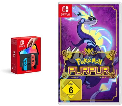Nintendo Switch (OLED-Modell) Neon-Rot/Neon-Blau + Pokémon Purpur - [Nintendo Switch]