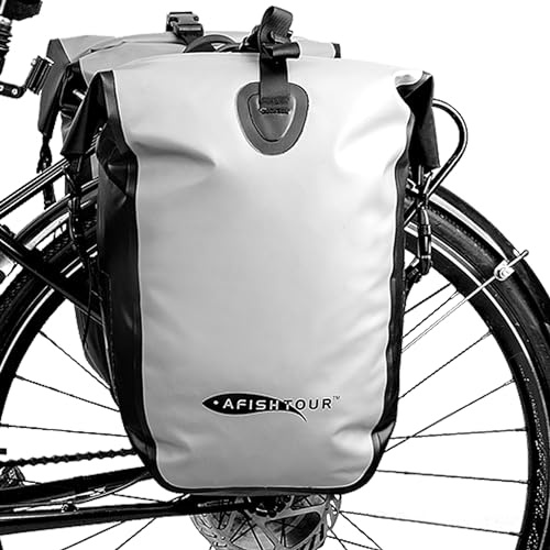 AFISHTOUR 25L wasserdichte Fahrradtasche – Satteltasche für Gepäckträger, Fahrrad-Rucksack für Laptop & Einkäufe(Grau, 1 Stück)