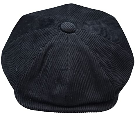 TruClothing.com Mens 8 Panel Razor Baker Boy Hat Corduroy Blinders Newsboy Flat Caps Black Classic