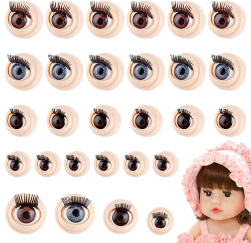 PH PandaHall 16 Paio di Occhi di Sicurezza 3D con Ciglia, 4 Stile Puppet Eyes Amigurumi Craft Cartone Animato Occhio Mobile Occhi di Plastica A metà Tondo per Cucito Fai da Te Peluche Ripiene