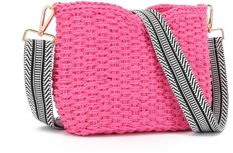 SUKUTU Stroh Gewebt Umhängetasche für Frauen Sommer Strand Tote Tasche Crossbody Handtasche Satchel Kette Geldbörse