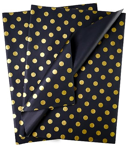 60 Blatt Seidenpapier zum Einwickeln von Geschenken, 20 x14 Geschenkpapierblätter für Geschenktüten Verpackung Blumenfüller Handwerk Geburtstag (Schwarz, 50X35cm)
