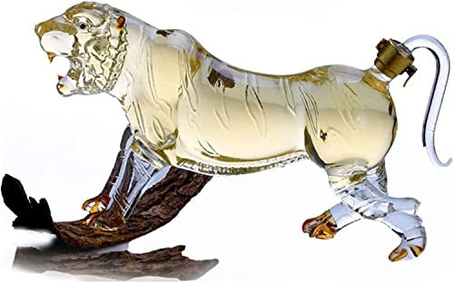 Decantador de whisky Tiger Whiskey Decanter, 500/1000ml Sparkling Glass Bottle Animal Wine Decanter Glass Zodiac Liquor Decanter for Bourbon Scotch Rum Whiskey Carafe