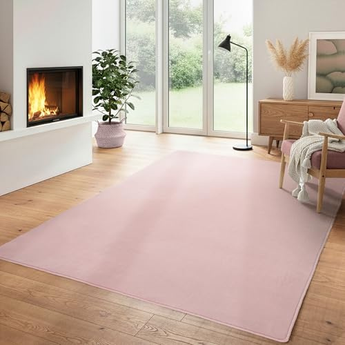 Einfarbiger Teppich Wohnizmmer, Esszimmer, Schlafzimmer, Küchenteppich Waschbar Teppich Rose Flauschig Kurzflor Carpet, Größe: 80 x 150 cm