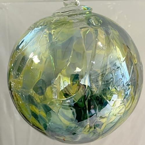 Oberstdorfer Glashütte Kugel zum hängen mit Innenleben mundgeblasen Glaskugel zum hängen Dekokugel grün klar Fensterkugel Fensterdekoration Durchmesser ca. 15 cm
