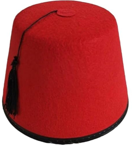 Traditioneller Rotes Fez Hut Schwarzem Quasten Marokkanischer Hut Mütze Flach Hut Universelle Osmanische Türkische Hut Dress -up Hüte