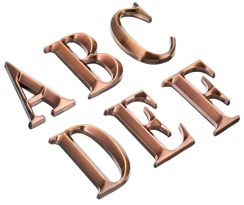 PATIKIL Numeri Civici 3D Cassette Postali Lettera A-F per Esterno, 6pz Numeri Indirizzo Porta Lettera Autoadesiva per Casa Appartamento Ufficio Camera Albergo, Bronzo