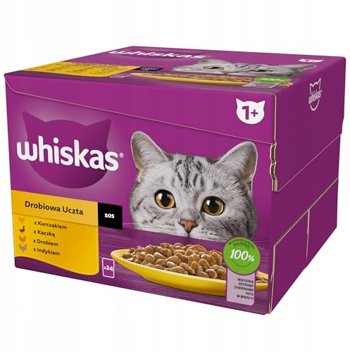 WHISKAS Portionsbeutel Multipack Vorratspack 1+ Geflügel Auswahl in Sauce | 24 x 85 g