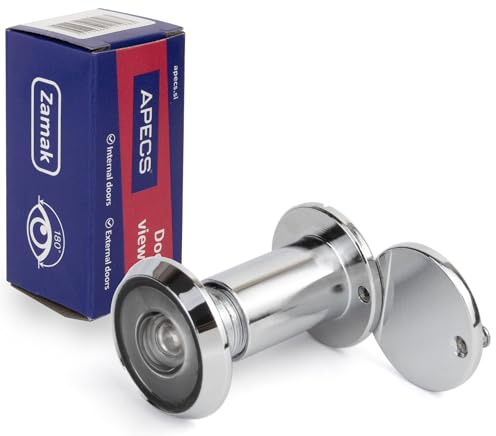 APECS Türspion mit Sichtschutz für Tür 25-40mm Bohrloch - Ø14mm Chromfarbe Türspionabdeckung Modell 6014/25-40-CR