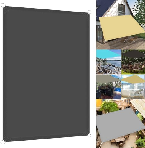Sonnenschutz inkl Befestigungsseile 6 x 7 m Wetterschutz Sonnenschutz Markisenstoff Markise 98% Uv-Schut Wetterschutz mit Seil für Garten Terrasse Outdoor Camping, Dunkelgrau