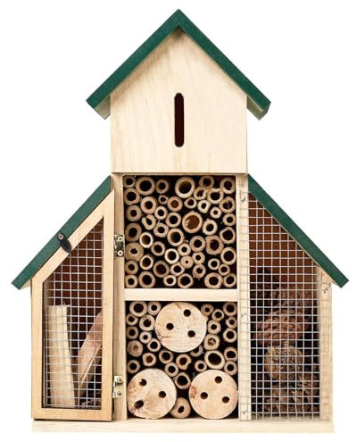 Joberio Bienenhotel, Marienkäferhaus für den Garten, Hängendes Marienkäferhotel aus, Dekorativer Gartenlebensraum für Marienkäfer, Florfliegen, Nistkasten im Freien für den Hof