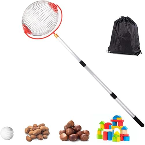 Valnöt samlare, fruktsamlare med justerbar teleskopstång, rullsamlare harvester hasselnöt fruktsamlare, utomhus handverktyg med handtag, även som en greppare för golfbollar, tennisbollar