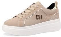 QUEEN HELENA Zapatillas de plataforma de cuero para mujer QH8001, beige, 41 EU