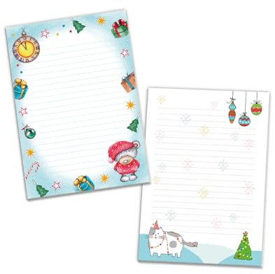 2 Blöcke Notizblock liniert Weihnachtsbriefpapier Weihnachten Weihnachtspapier Brief an Weihnachtsmann Kindermotiv für Jungen Mädchen (2 Blöcke/Variante 3 mit je 25 Blätter in A5-Format)