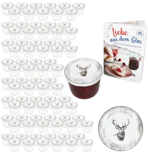 MamboCat 100er Set Sturzglas 230 ml mit Twist-Off-Deckel Alois Hirsch I Einmachgläser + to 82 Deckel + GRATIS Rezeptheft I Vorratsgläser einkochen & konservieren I Weihnachten