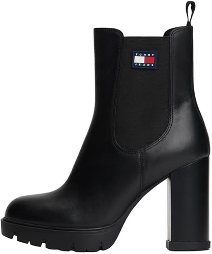Tommy Jeans Donna Stivali Mezza Gamba Leather con Tacco