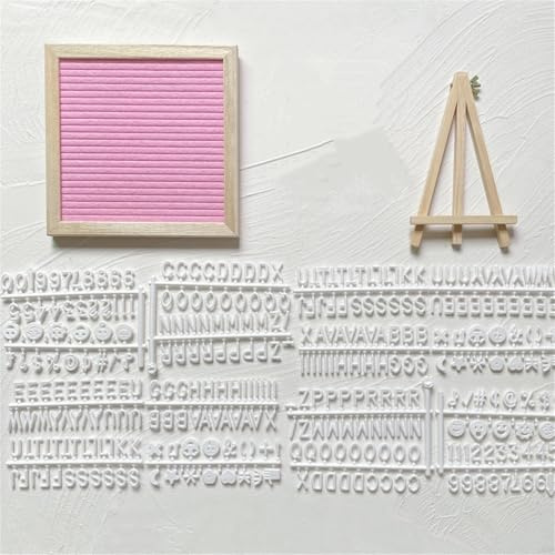 Filz-Briefbrett 20 Cm Mit 340 Buchstaben Und Halterung, Holzrahmen, Nachrichtenschild Für Baby-Ankündigungen, Meilensteine, Bürodekoration, Passwortschild, Bauernhaus-Geschenke (20CM Rosa)