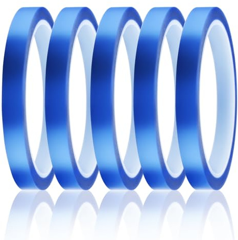5 Rollen Hitzebeständiges Klebeband 10mmx33m Blau Thermisches Klebeband Sublimationsklebeband Heat Resistant Tape Keine Rückstände für Leiterplatten Elektronische Drucke Wärmeübertragung DIY Handwerk