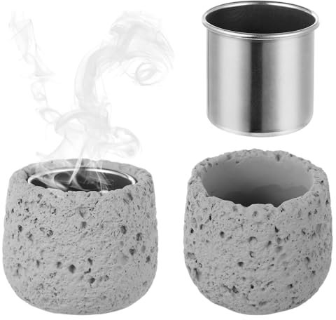 YOFAPA 2 Pcs Sauna Aromatherapy Stone Cups, Round Aromatherapy Oil Holders with 2 Stainless Steel Diffuser Cups, Aroma Fragrance Essential Oil Sauna Accessories for Spa