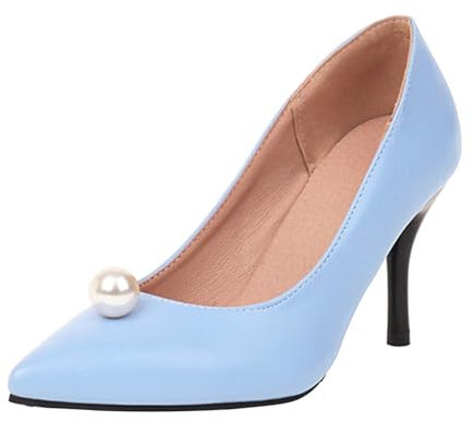 Generisch Women's High Heels Wedding Shoes Heel Shoes Dress Shoes with Block Heel Women's Shoes Elegant and Comfortable Evening Shoes Bridal Shoes Mary Jane Shoes Low Shoes Suit Shoes High Heels, blue