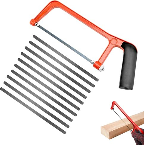 11 Pcs Hack Saw Adjustable Angle Hand Saw with 10 Exchangeable Blades for Wood Heavy Duty Mini Hacksaw Junior Hacksaw for Cutting Plastic, PVC Pipe,Tile, Metal