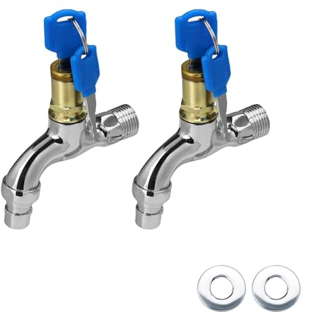 DIYCUT 2 Pièces Robinet Verrouillable, Robinet Exterieur, Robinets D'eau Verrouillable, Serrure Robinet Jardin Exterieur, pour Jardin, Piscine, Potagers, Camping