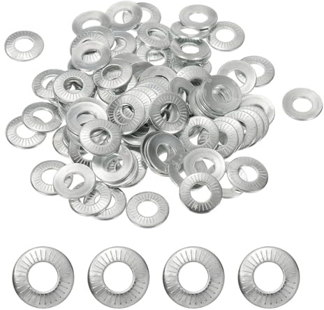 PATIKIL Rondelle Piatte M8x18x1.4mm 100Pcs Acciaio 65Mn Rondella A Molla Belleville Conica Zigrinata Guarnizione Metrica Per Applicazioni Automotive Industriali Edili (Zincatura Bianca)